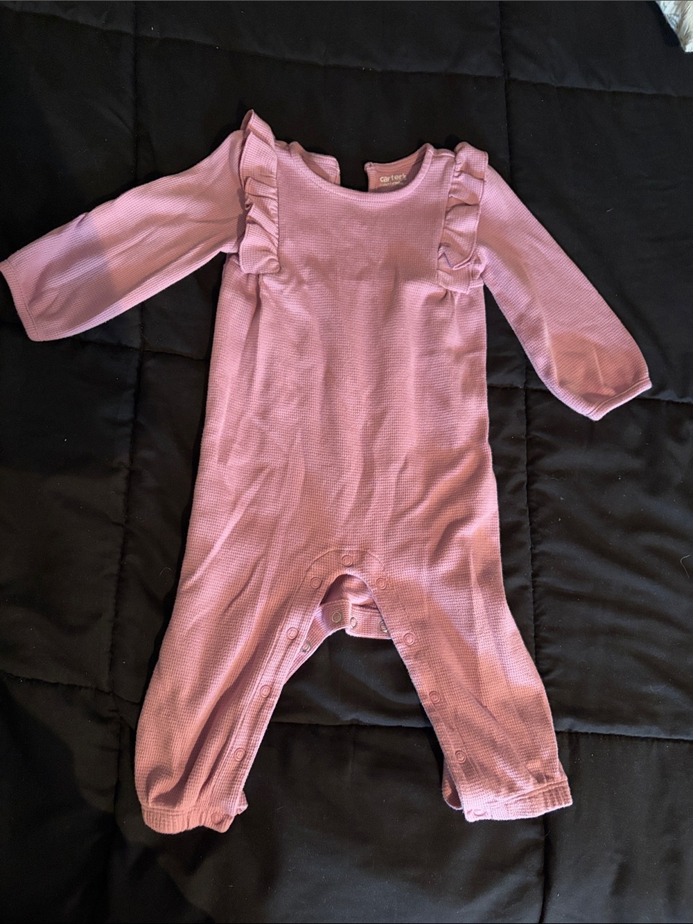 Carter's Mauve Pink Ruffle Shoulder Footie